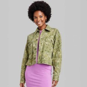 NWT Women's Wild Fable Shirt Jacket Cropped Canvas Surplus Shacket - Size S